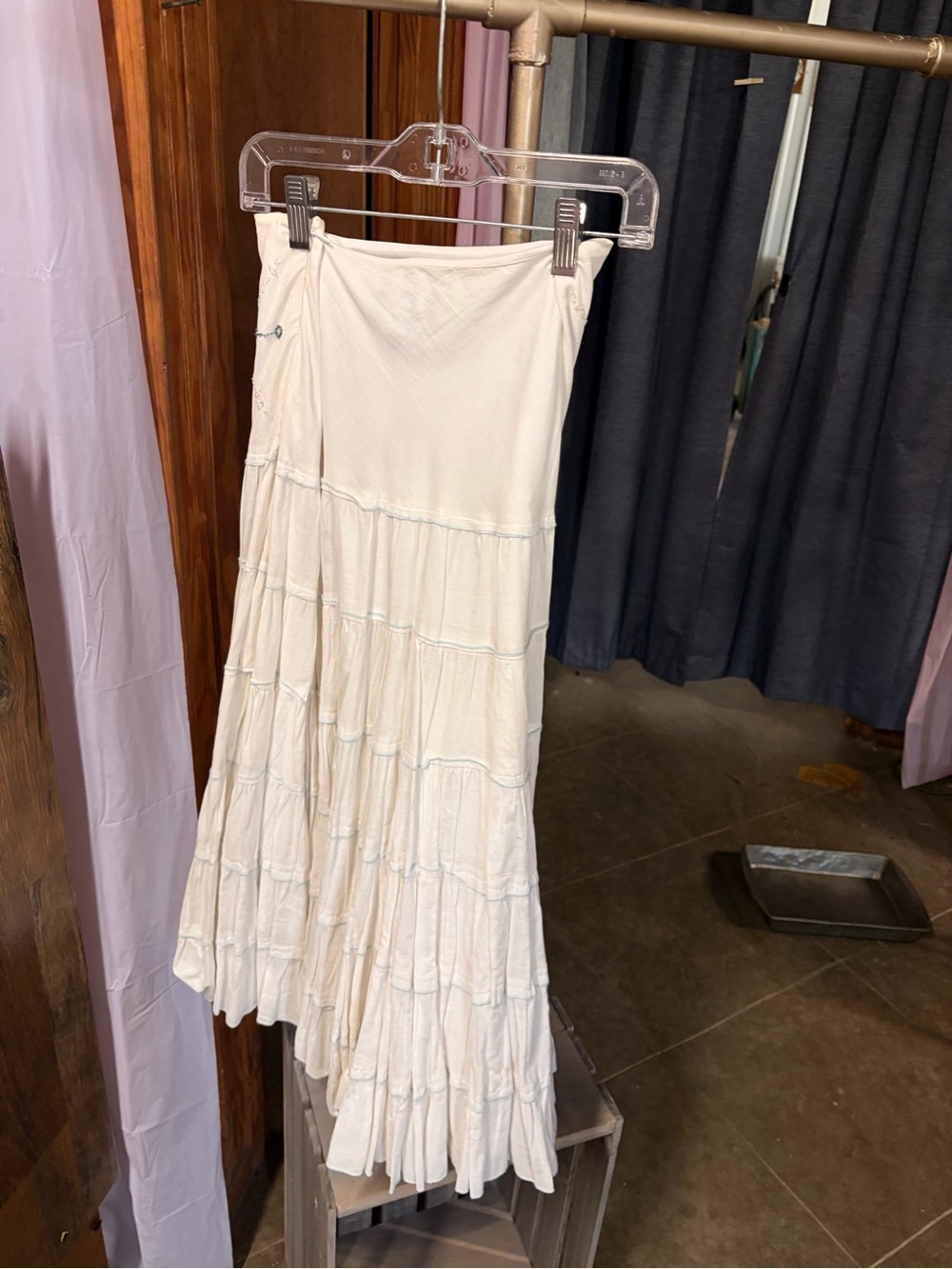 Lapis Cream Tiered Maxi Skirt